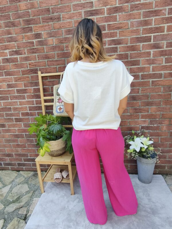 Pantalon fuchsia en gaz de coton – Image 3