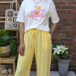 Pantalon fluide jaune citron