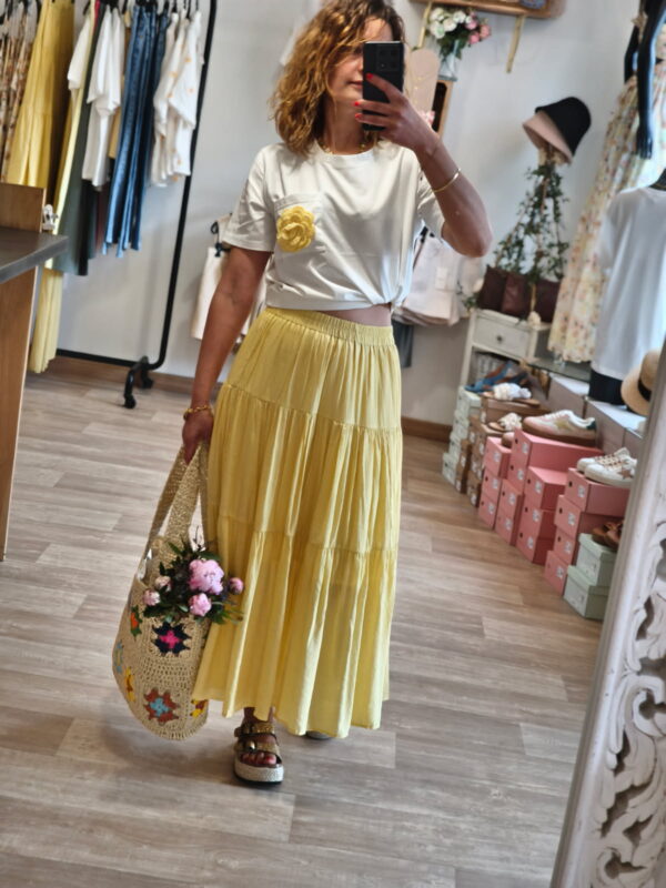 Jupe longue jaune citron