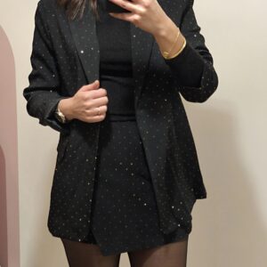 Blazer noir chic à strass