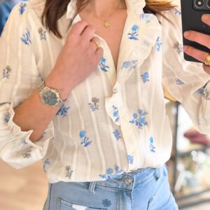 blouse motif bleu