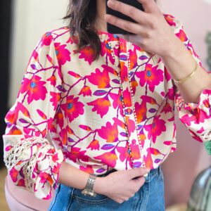 BLOUSE FLEURIE ROSE