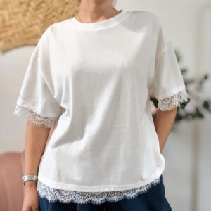 T-SHIRT BLANC DENTELLE